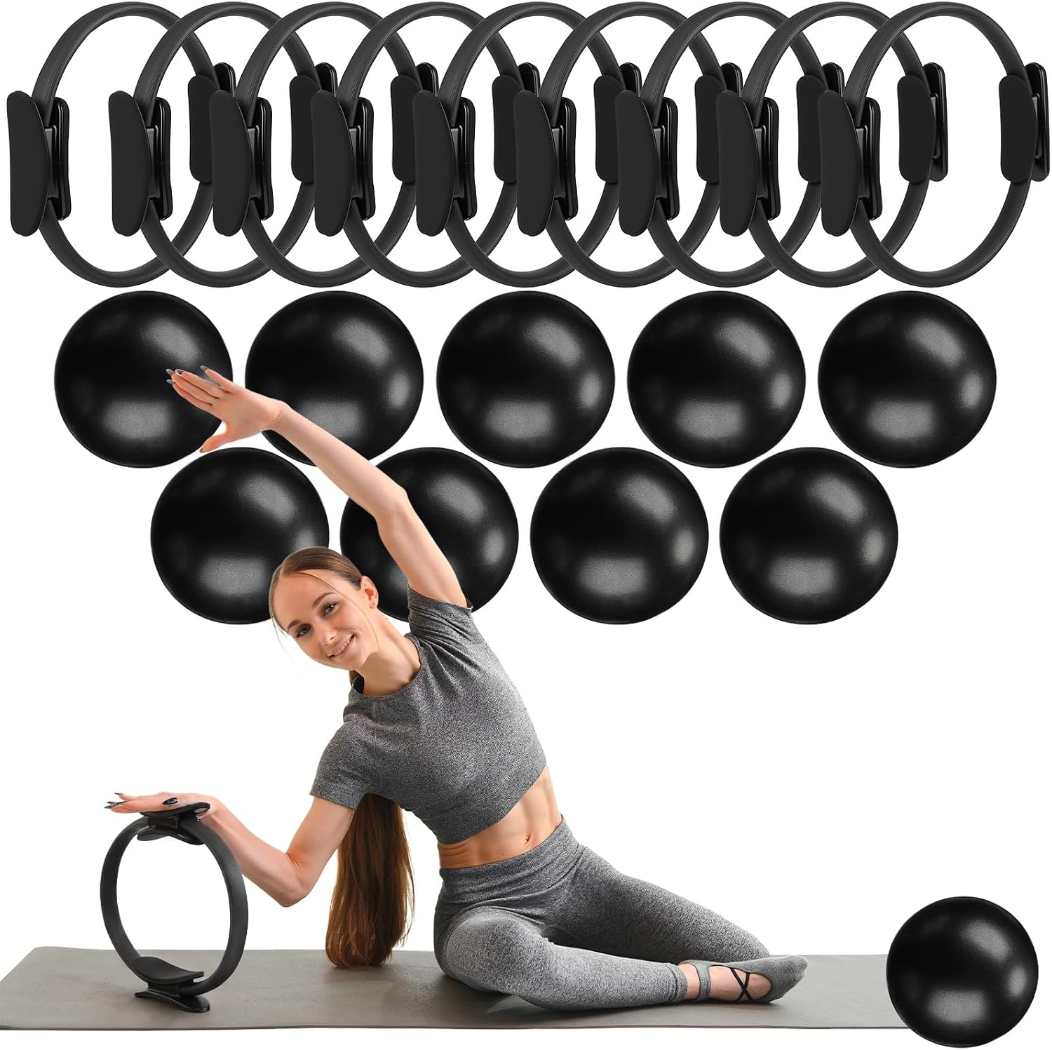 ชุดวงแหวนและลูกบอลพิลาทิส 18 ช - Pilates Yoga Tone บทวิจารณ์และราคา